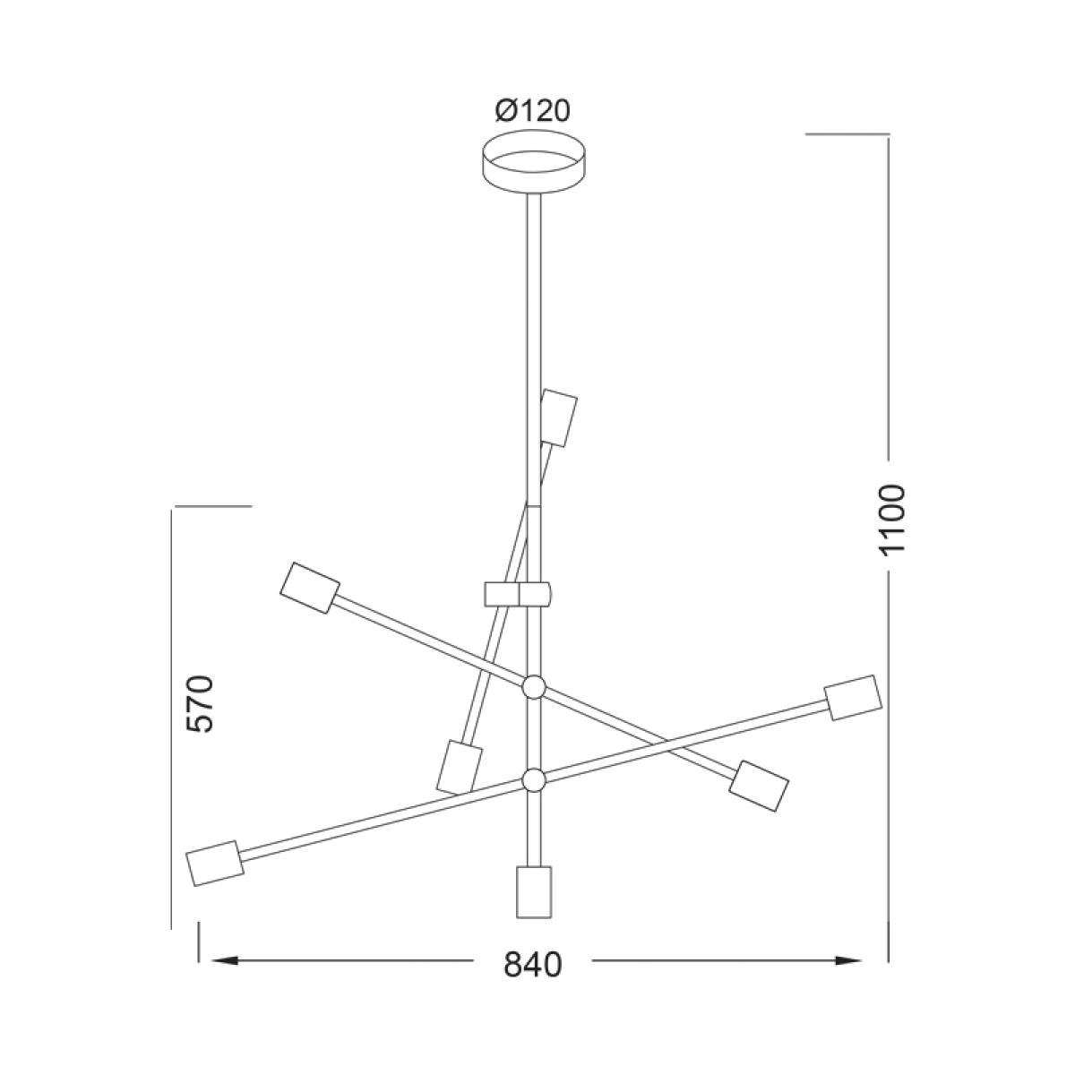 ACA ΚΡΕΜΑΣΤΟ Φ/Σ 7ΧΕ27 ΜΕΤΑΛΛΙΚΟ ΛΕΥΚΟ Φ80ΧΗ130CM LUTHER - Image 2