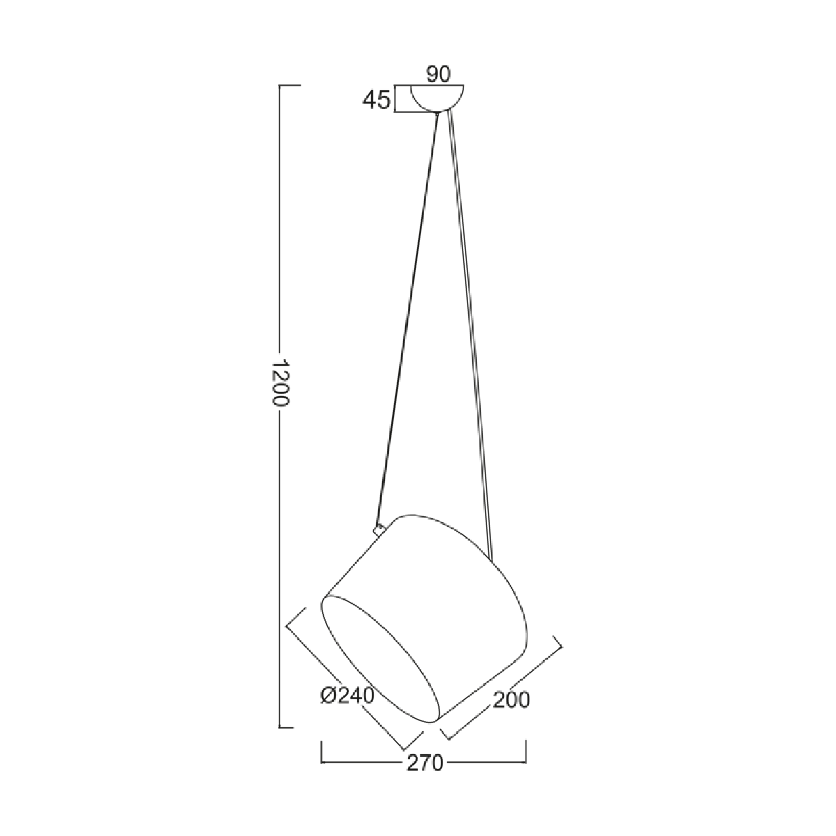 ACA ΚΡΕΜΑΣΤΟ Φ/Σ 1ΧΕ27 ΛΕΥΚΟ ΜΕΤΑΛΛΙΚΟ Φ27ΧΗ120CM NOVA - Image 2