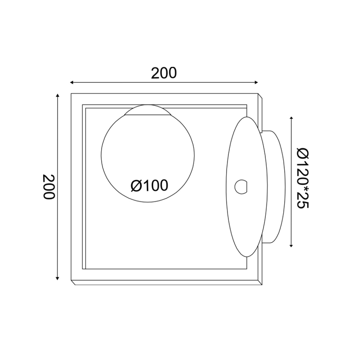 ACA ΕΠΙΤΟΙΧΟ Φ/Σ 1xG9 QUADRO ΜΑΥΡΟ ΜΕΤ/ΚΟ +ΛΕΥΚΟ ΓΥΑΛΙ 22Χ15Χ20CM - Image 2