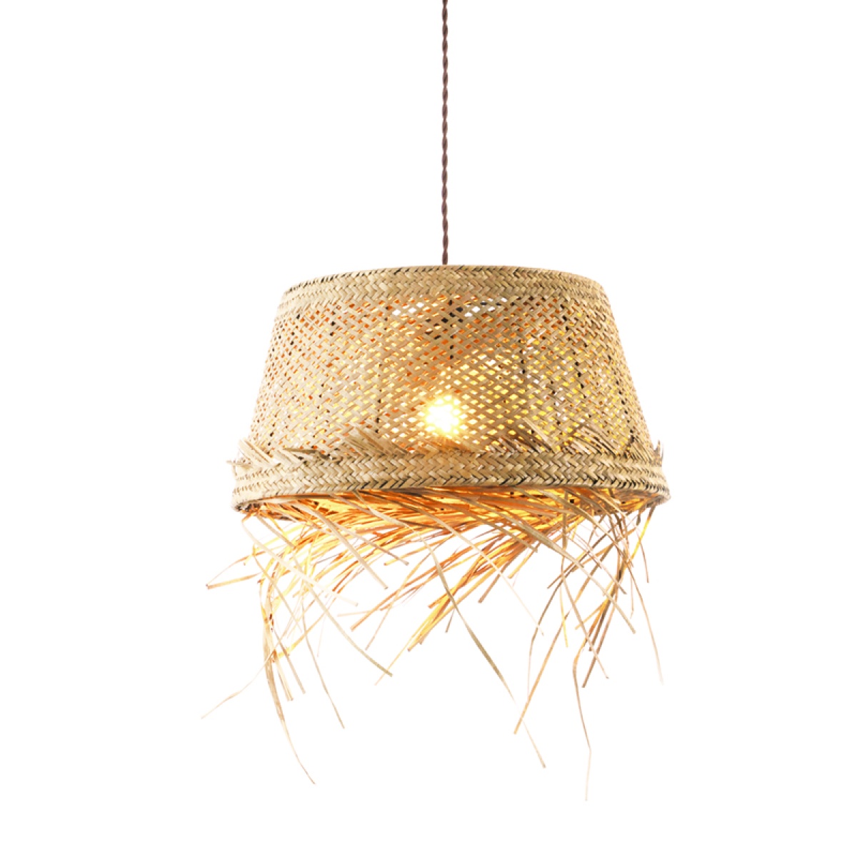 ACA ΚΡΕΜΑΣΤΟ Φ/Σ 1xE27 ANDROS GRASS RATTAN Φ40Χ120CM