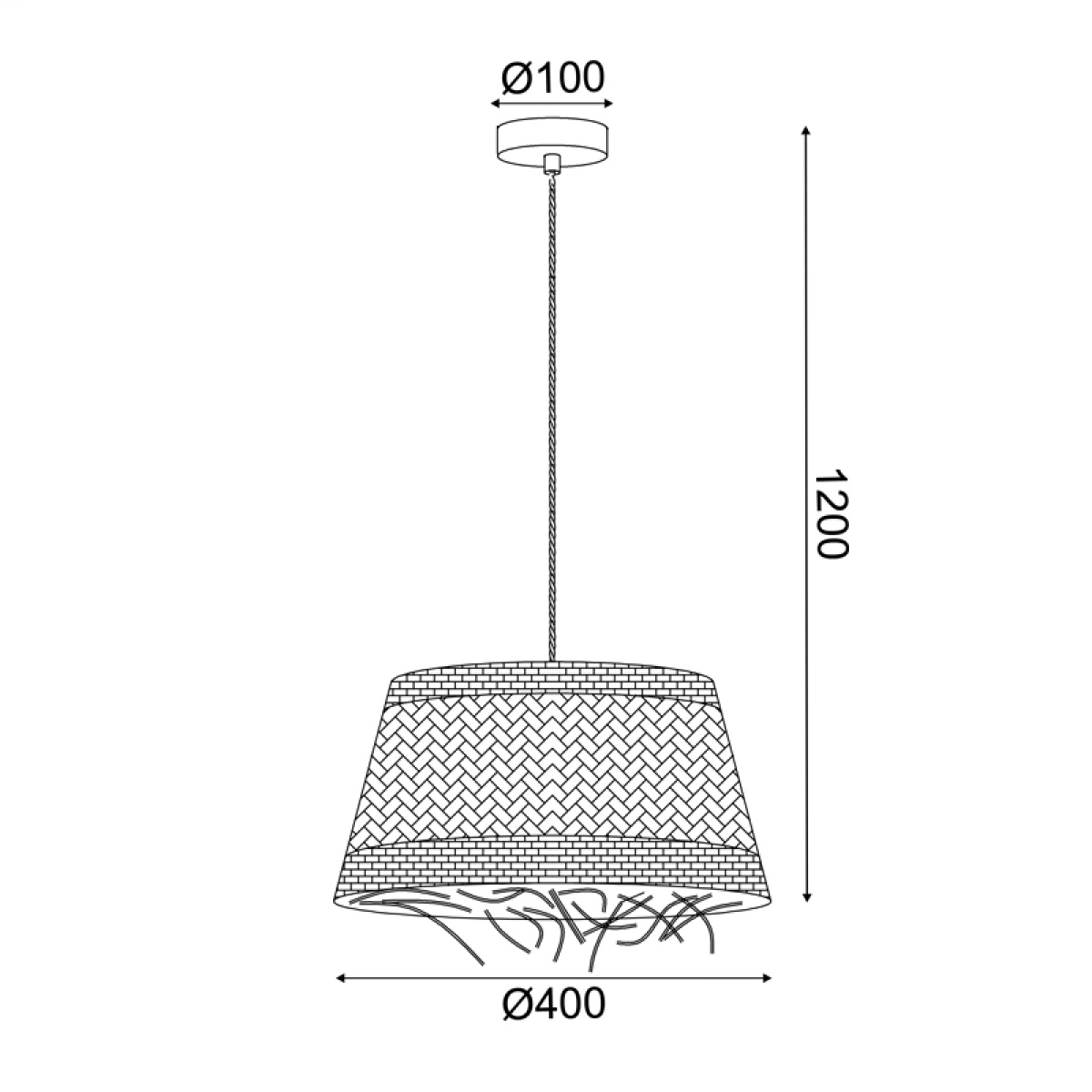 ACA ΚΡΕΜΑΣΤΟ Φ/Σ 1xE27 ANDROS GRASS RATTAN Φ40Χ120CM - Image 3
