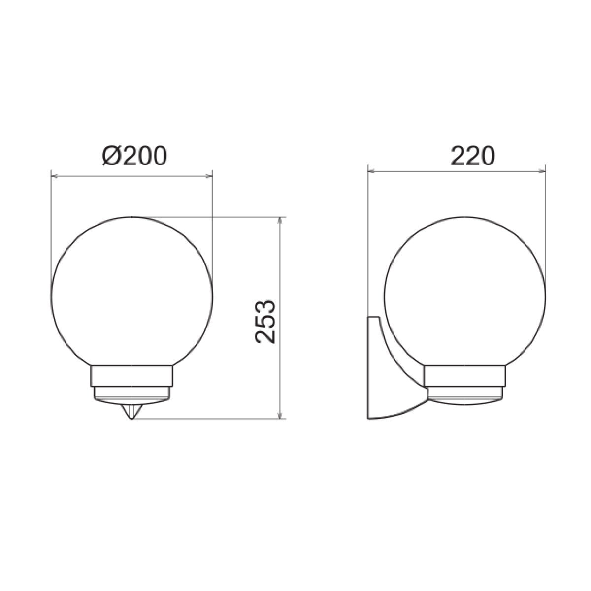 ACA PLASTIC WALL GARDEN BLACK LUMINAIRE Φ200 E27 IP44 - Image 2