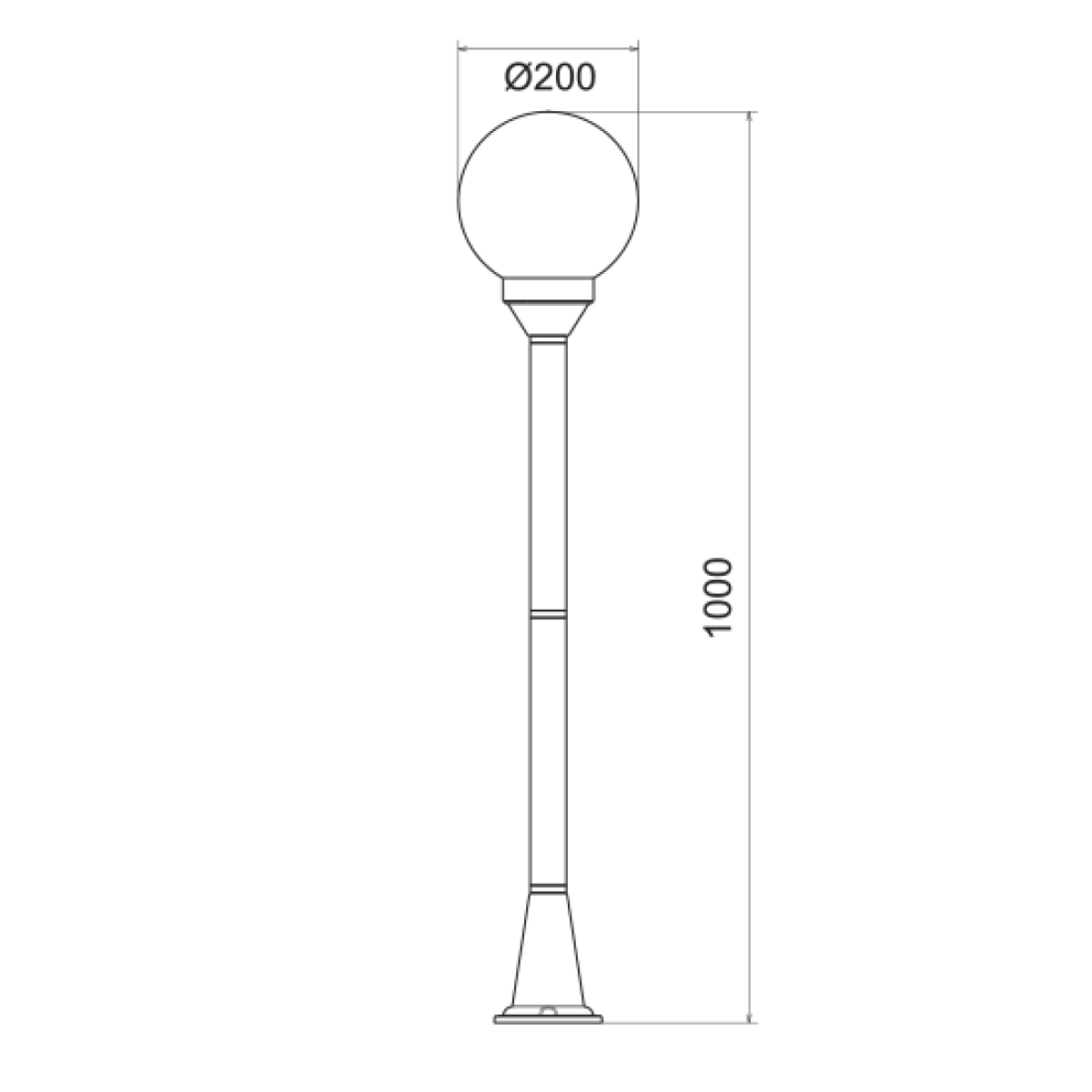 ACA PLASTIC FLOOR GARDEN BLACK LUMINAIRE 100CM Φ200 E27 IP44 - Image 2