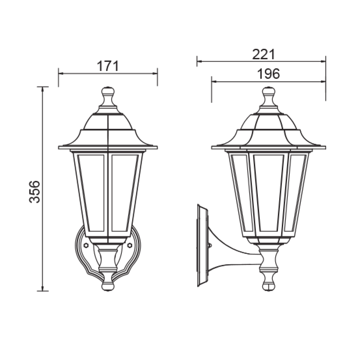ACA 6S PLASTIC WALL GARDEN BLACK LUMINAIRE E27 IP44 - Image 2