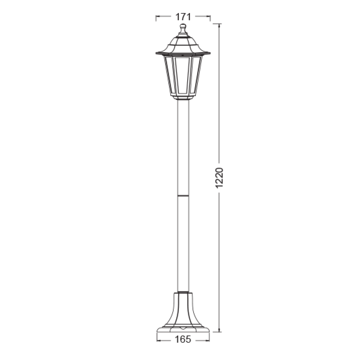 ACA 6S PLASTIC FLOOR GARDEN BLACK LUMINAIRE 100CM E27 IP44 - Image 2
