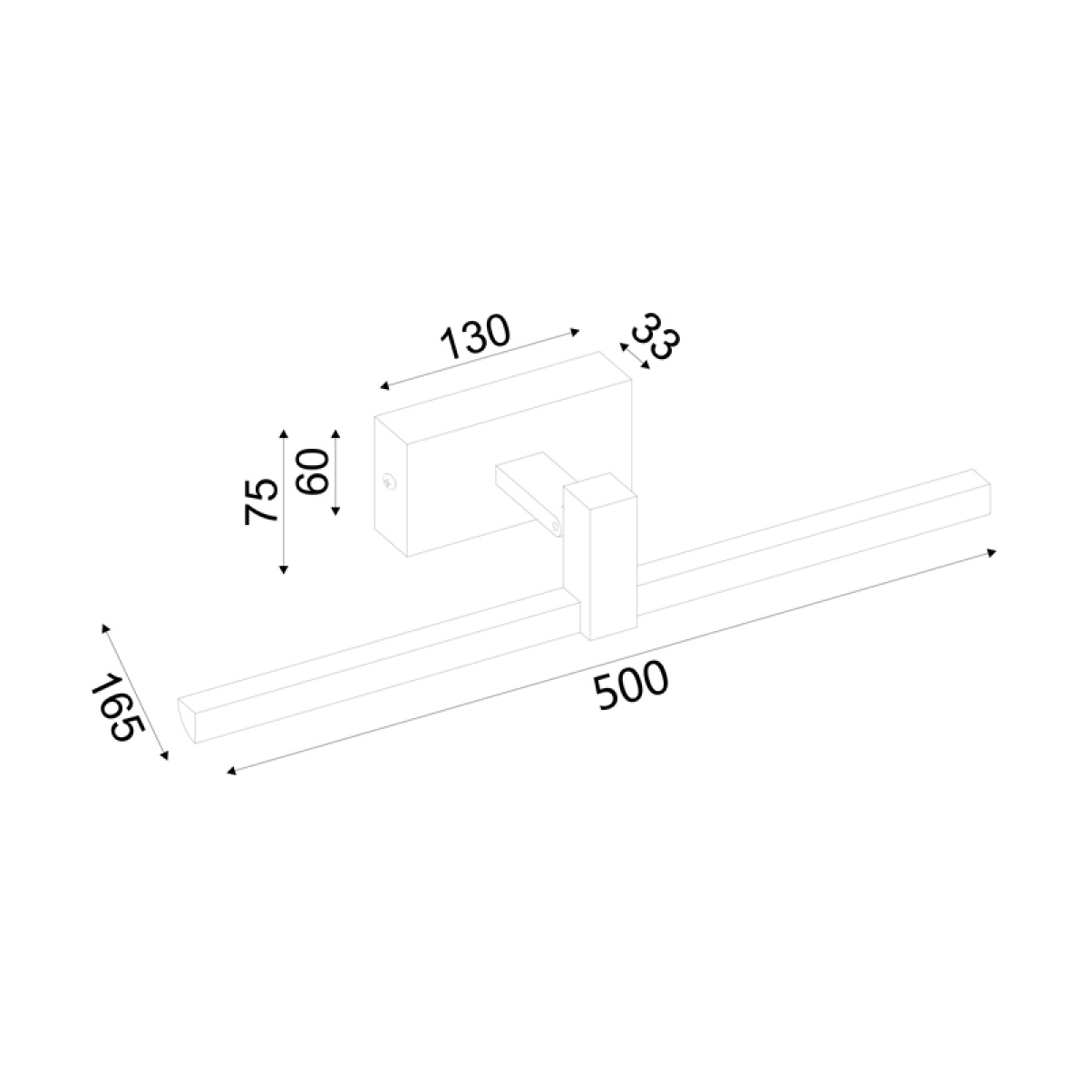 ACA ΕΠΙΤΟΙΧΟ Φ/Σ LED 8W 3000K 520LM MIRAR ΜΑΥΡΟ ΜΕΤ/ΚΟ IP20 50X16,5X7,5CM - Image 2