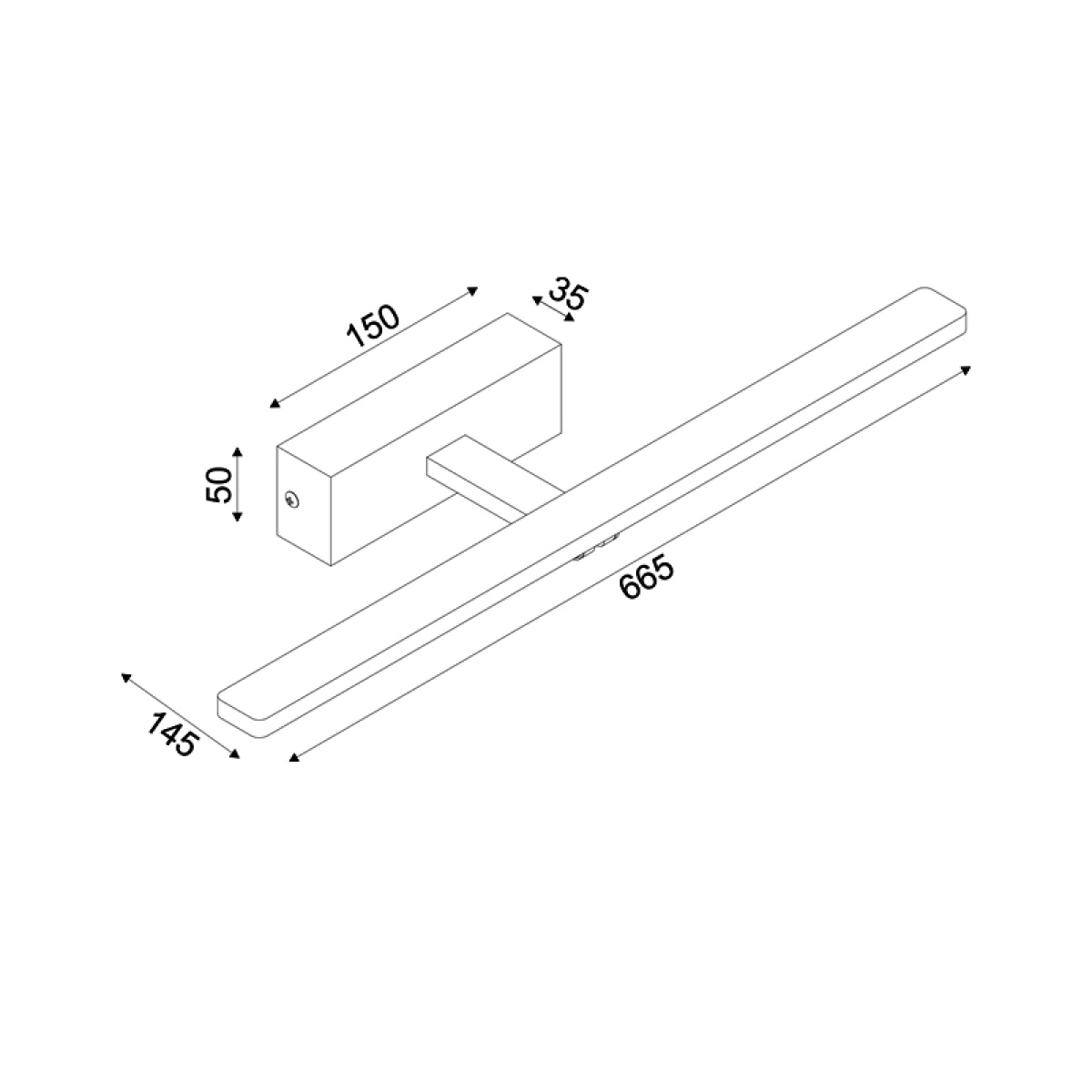 ACA ΕΠΙΤΟΙΧΟ Φ/Σ LED 12W 3000K 780LM PALMA ΜΑΥΡΟ ΜΕΤ/ΚΟ IP44 66,5X14,5X5CM - Image 3