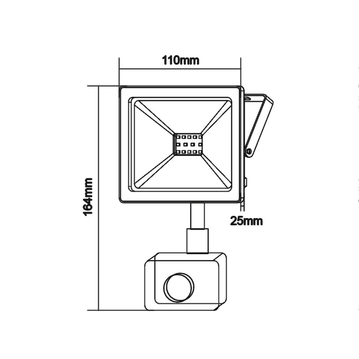 ACA BLACK SENSOR LED SMD FLOOD LUMINAIRE IP66 10W 3000K 800Lm 230V RA80 - Image 2
