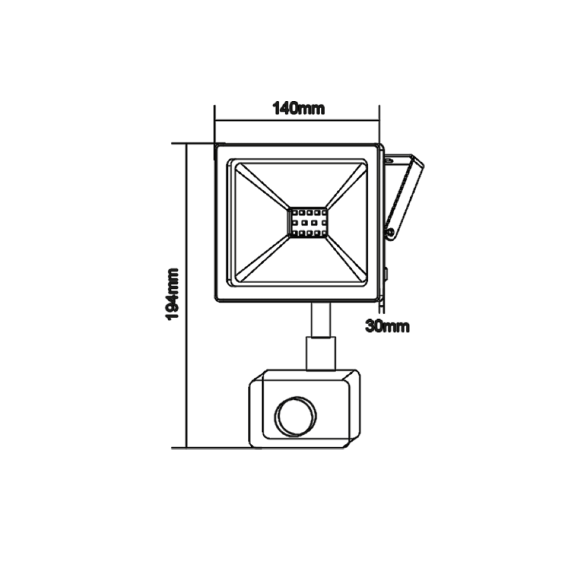 ACA WHITE SENSOR LED SMD FLOOD LUMINAIRE IP66 30W 4000K 2550Lm 230V RA80 - Image 2