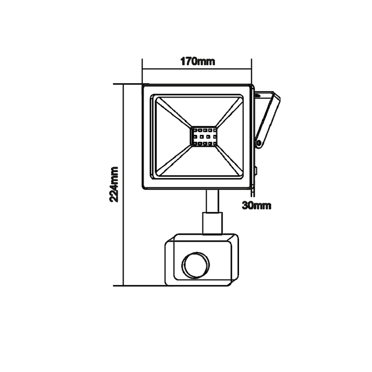 ACA BLACK SENSOR LED SMD FLOOD LUMINAIRE IP66 50W 6000K 4500Lm 230V RA80 - Image 2