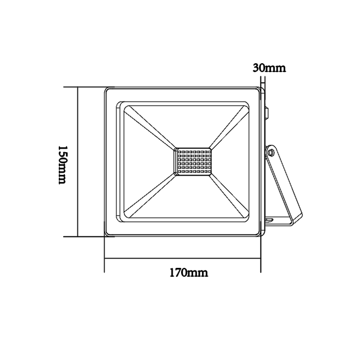 ACA WHITE LED SMD FLOOD LUMINAIRE IP66 50W 6000K 4500Lm 230V RA80 - Image 2