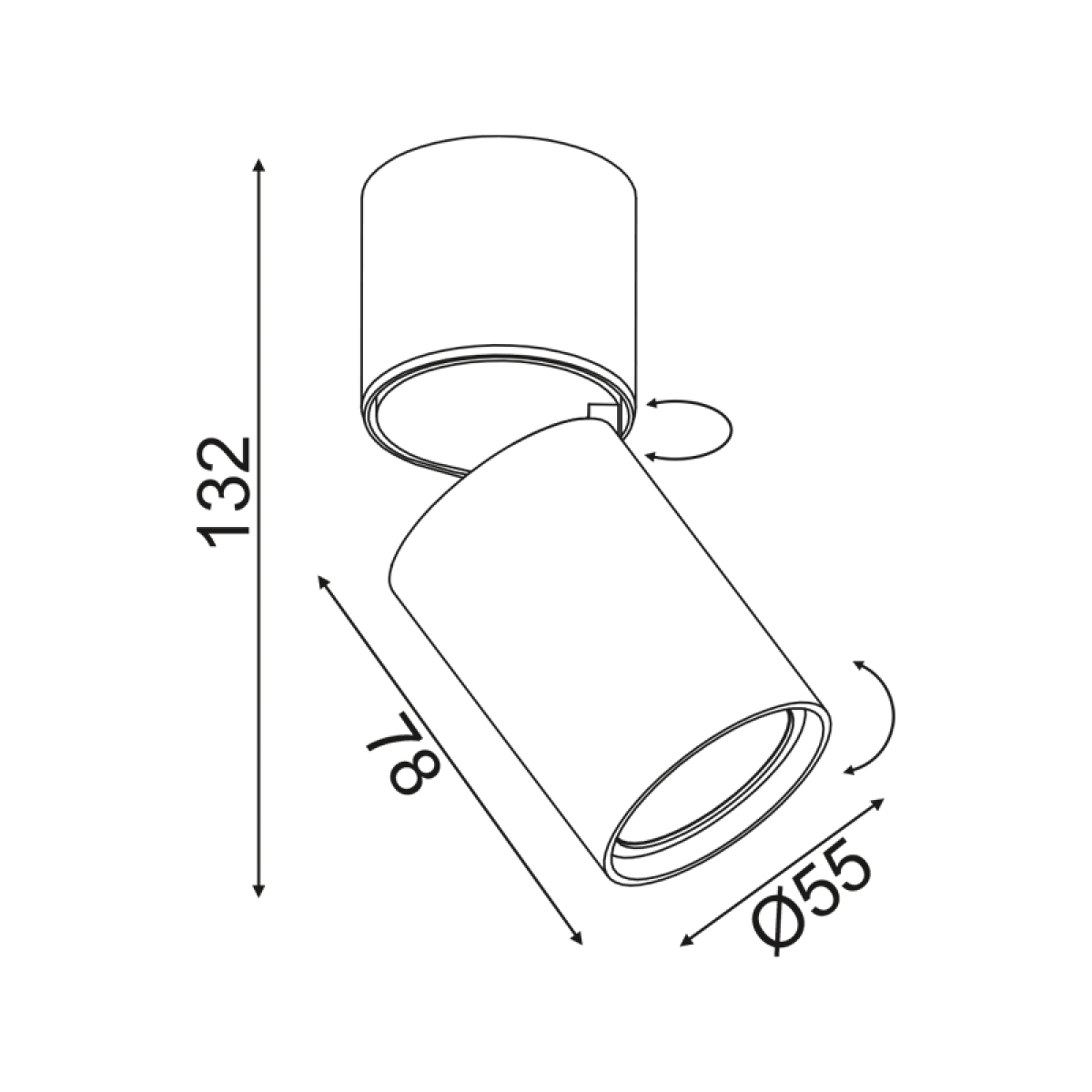 ACA ΕΠΙΤΟΙΧΟ Φ/Σ 1XGU10 ΜΑΥΡΟ ΑΛΟΥΜΙΝΙΟ D5,5XH13CM ELITIS - Image 2