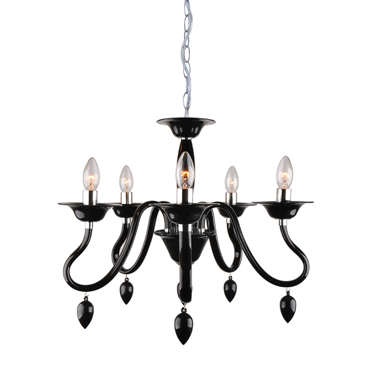 ACA ΚΡΕΜΑΣΤΟ ΑΚΡΥΛΙΚΟ ΜΑΥΡΟ 5Χ40W Ε14 53x H43cm FIRENZE