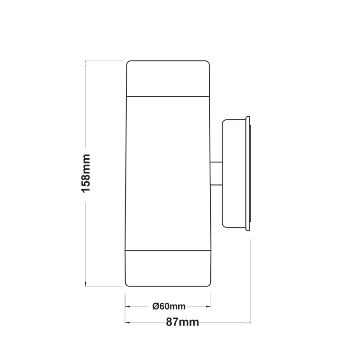 ACA UP-DOWN GREY PP WALL LIGHT GU10Max.2x3W LED IP65 - Image 2