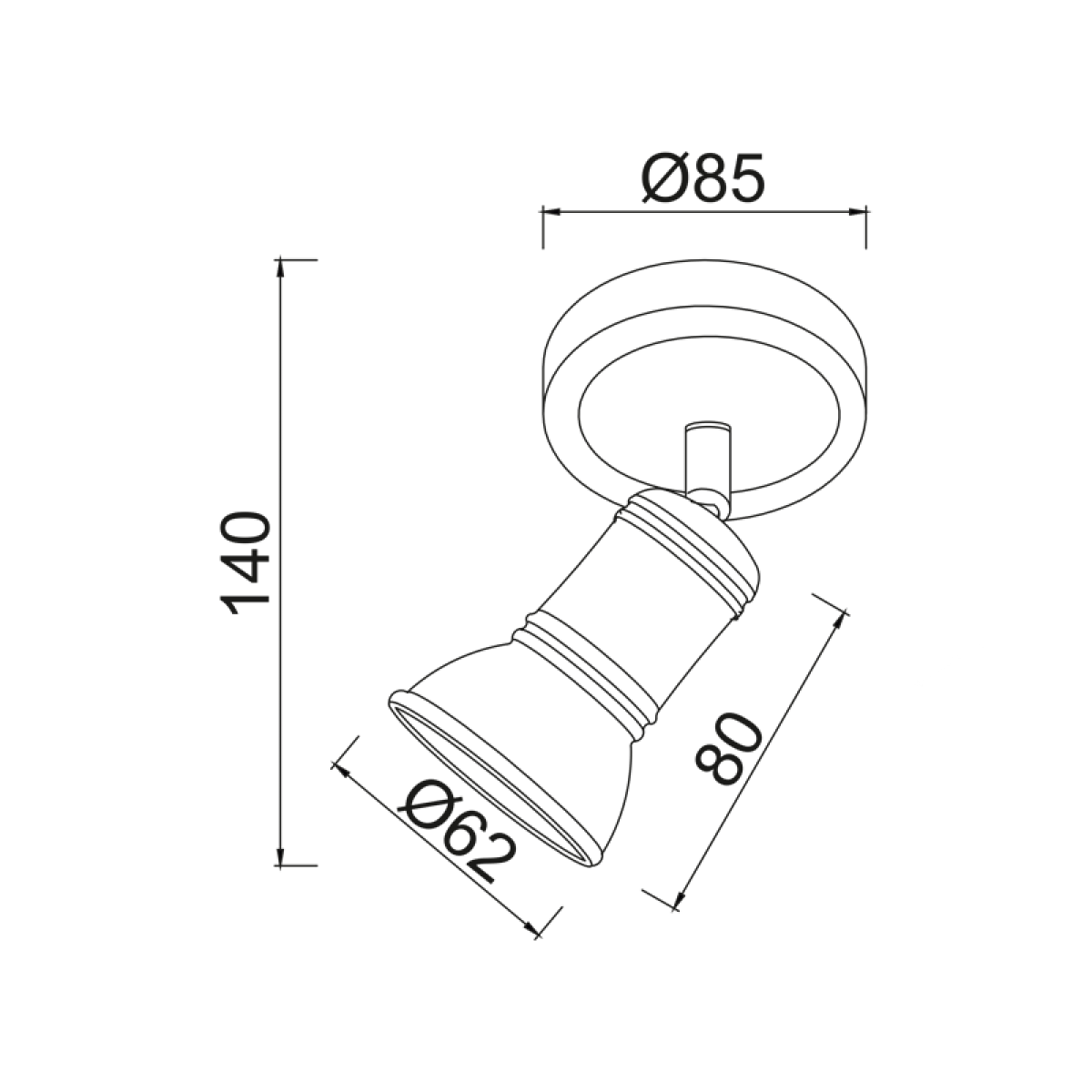 ACA ΕΠΙΤΟΙΧΟ Φ/Σ 1ΧGU10 ΑΝΤΙΚΕ ΛΕΥΚΟ ΜΕΤΑΛΛΙΚΟ 8X8X14CM BRULEE - Image 2
