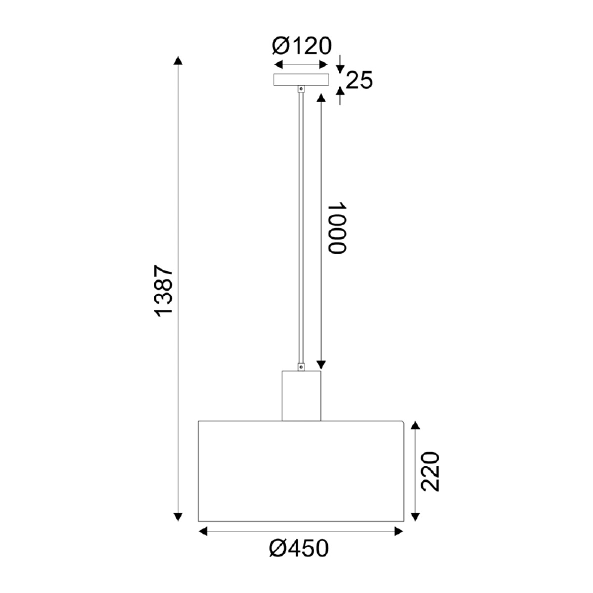 ACA ΚΡΕΜΑΣΤΟ Φ/Σ 1ΧΕ27 CHIOS ΚΡΕΜ ΥΦΑΣΜΑ+ΞΥΛΟ D45XH140CM - Image 3