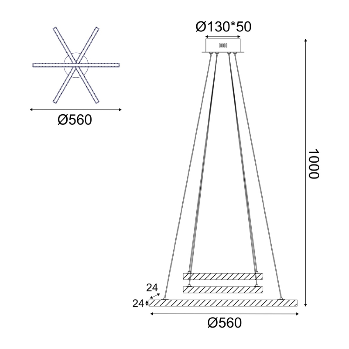 ACA ΚΡΕΜΑΣΤΟ Φ/Σ LED 27W 3000K 2850LM CANELA ΞΥΛΟ+ΛΕΥΚΟ ΜΕΤ/ΚΟ D56XH100CM - Image 3