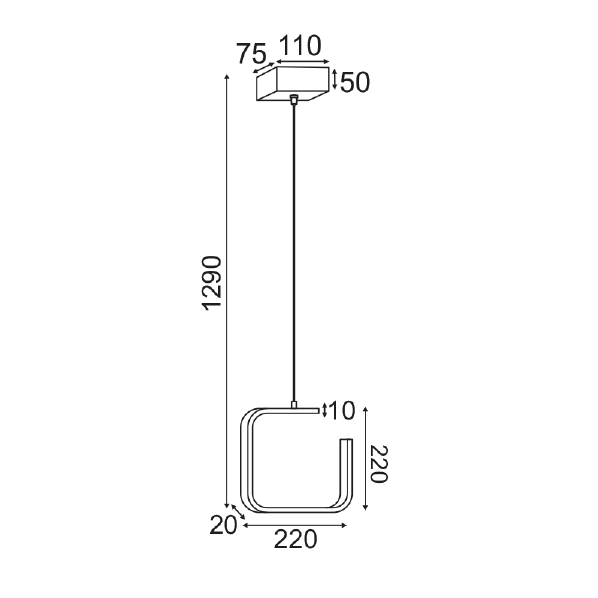 ACA ΚΡΕΜΑΣΤΟ Φ/Σ LED 8W 3000K 780LM ΜΑΥΡΟ ΜΕΤΑΛΛΙΚΟ 22X11XH129CM EUCLID1 - Image 2