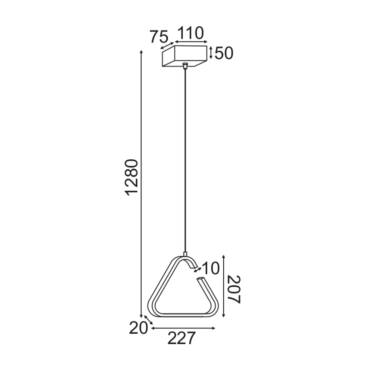 ACA ΚΡΕΜΑΣΤΟ Φ/Σ LED 7W 3000K 725LM ΛΕΥΚΟ ΜΕΤΑΛΛΙΚΟ 23X11XH128CM EUCLID2 - Image 2