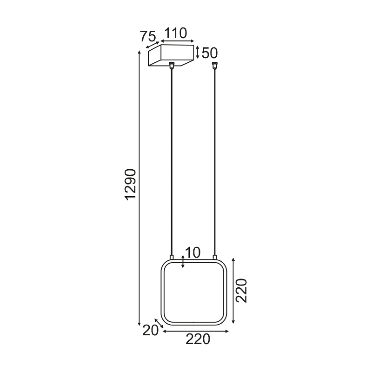 ACA ΚΡΕΜΑΣΤΟ Φ/Σ LED 9W 3000K 870LM ΜΑΥΡΟ ΜΕΤΑΛΛΙΚΟ 22X11XH129CM SYMETRIA - Image 2