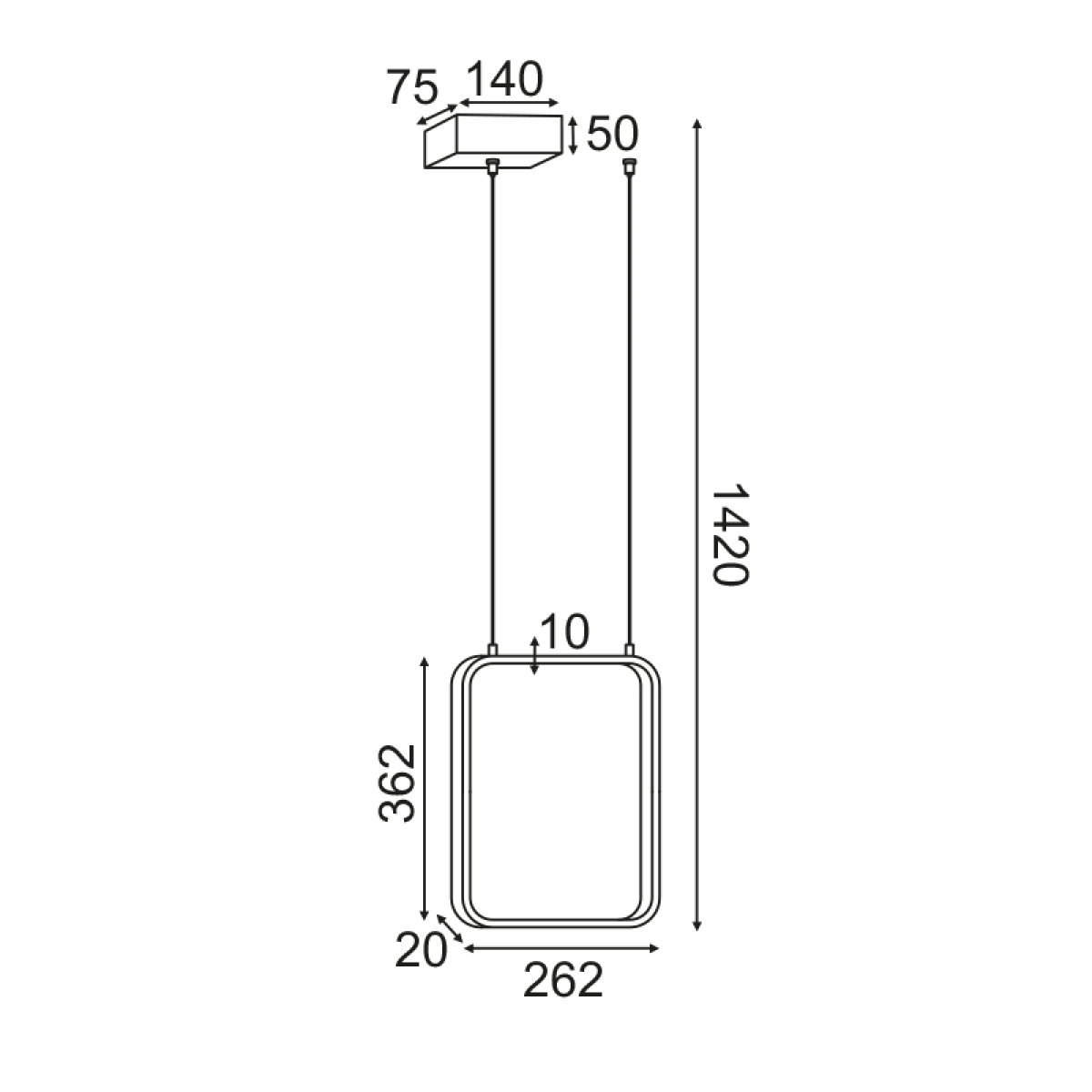 ACA ΚΡΕΜΑΣΤΟ Φ/Σ LED 15W 3000K 1390LM ΛΕΥΚΟ ΜΕΤΑΛΛΙΚΟ 26X14XH142CM SYMETRIA - Image 2