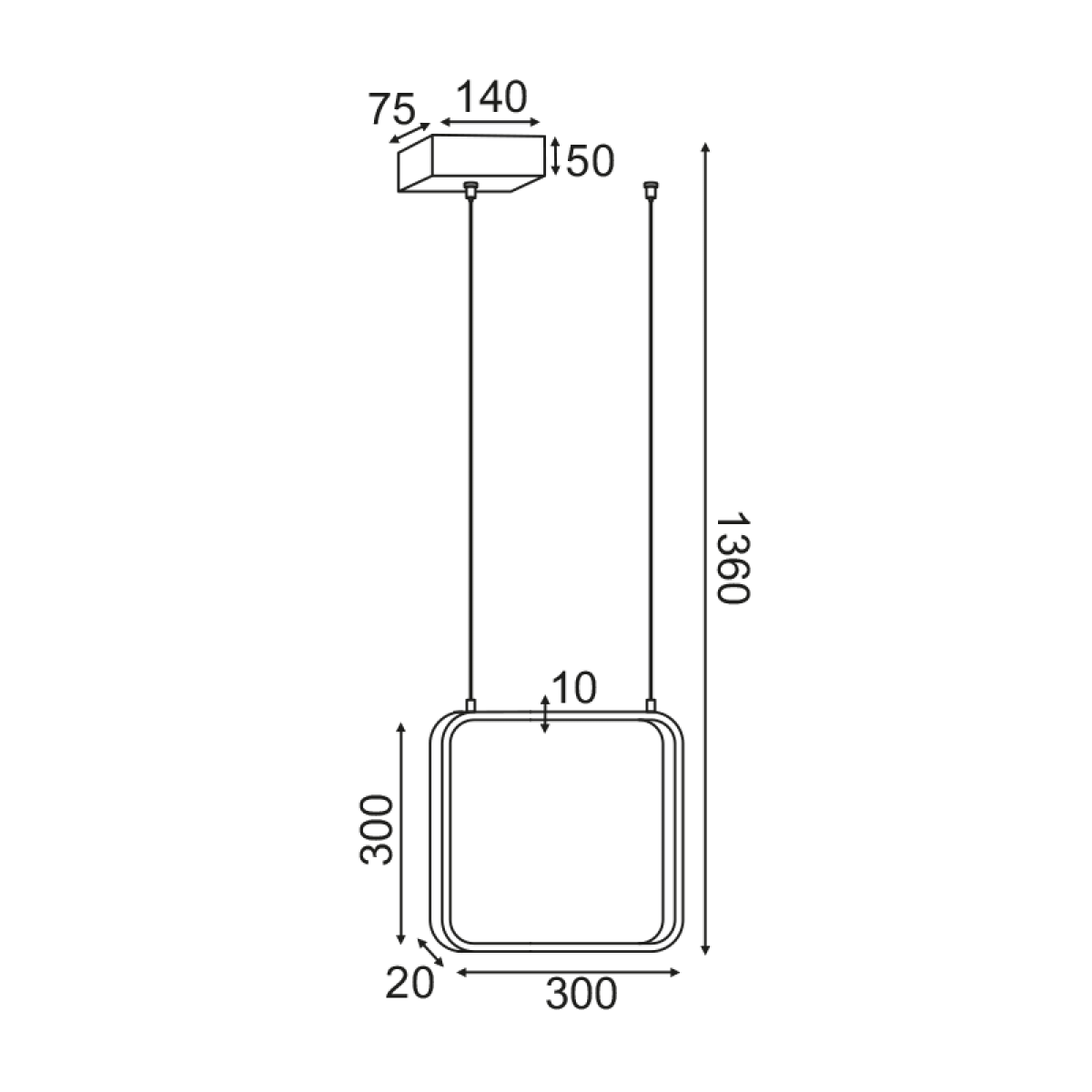 ACA ΚΡΕΜΑΣΤΟ Φ/Σ LED 14W 3000K 1330LM ΜΑΥΡΟ ΜΕΤΑΛΛΙΚΟ 30X14XH136CM SYMETRIA - Image 2