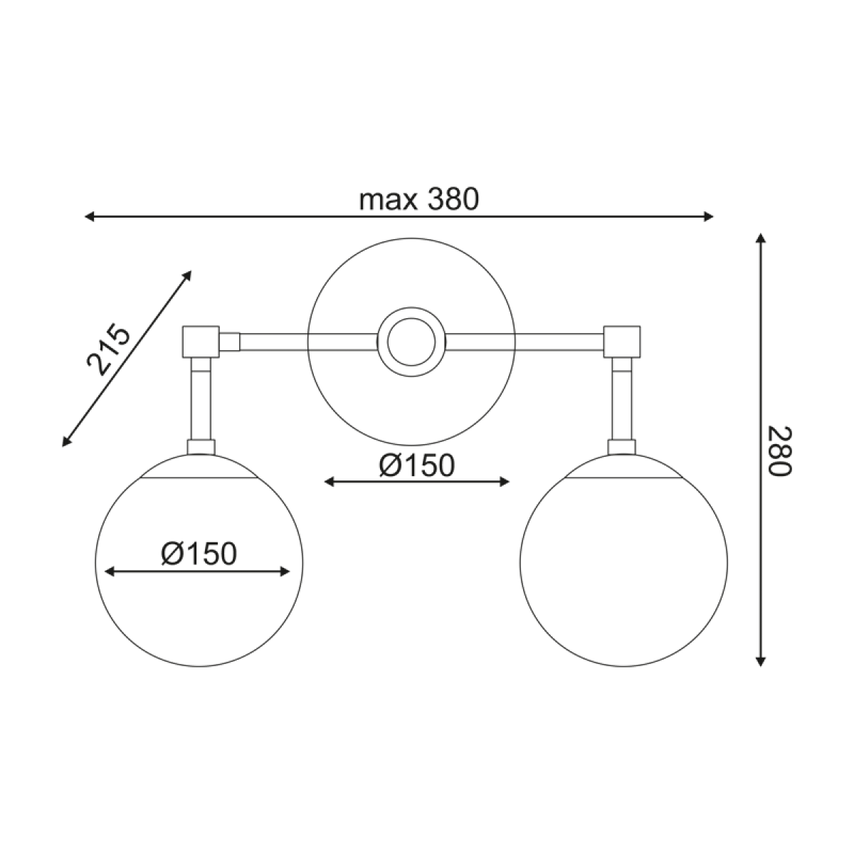 ACA ΕΠΙΤΟΙΧΙΟ Φ/Σ 2ΧΕ27 ΜΕΤΑΛΛΙΚΟ+ΟΠΑΛ ΓΥΑΛΙ 38X21,5ΧΗ28CM THETIS - Image 2