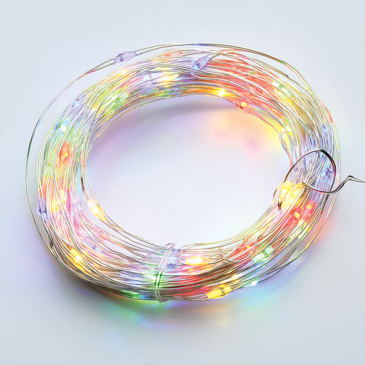 ACA 100 LED ΛΑΜΠΑΚ ΣΕΙΡΑ ΧΡΟΝΟΔΙΑΚ RGBY ΑΣΗΜΙ ΚΑΛΩΔ ΧΑΛΚΟΥ & ΜΠΑΤΑΡ 3xAA IP44 10m+10cm