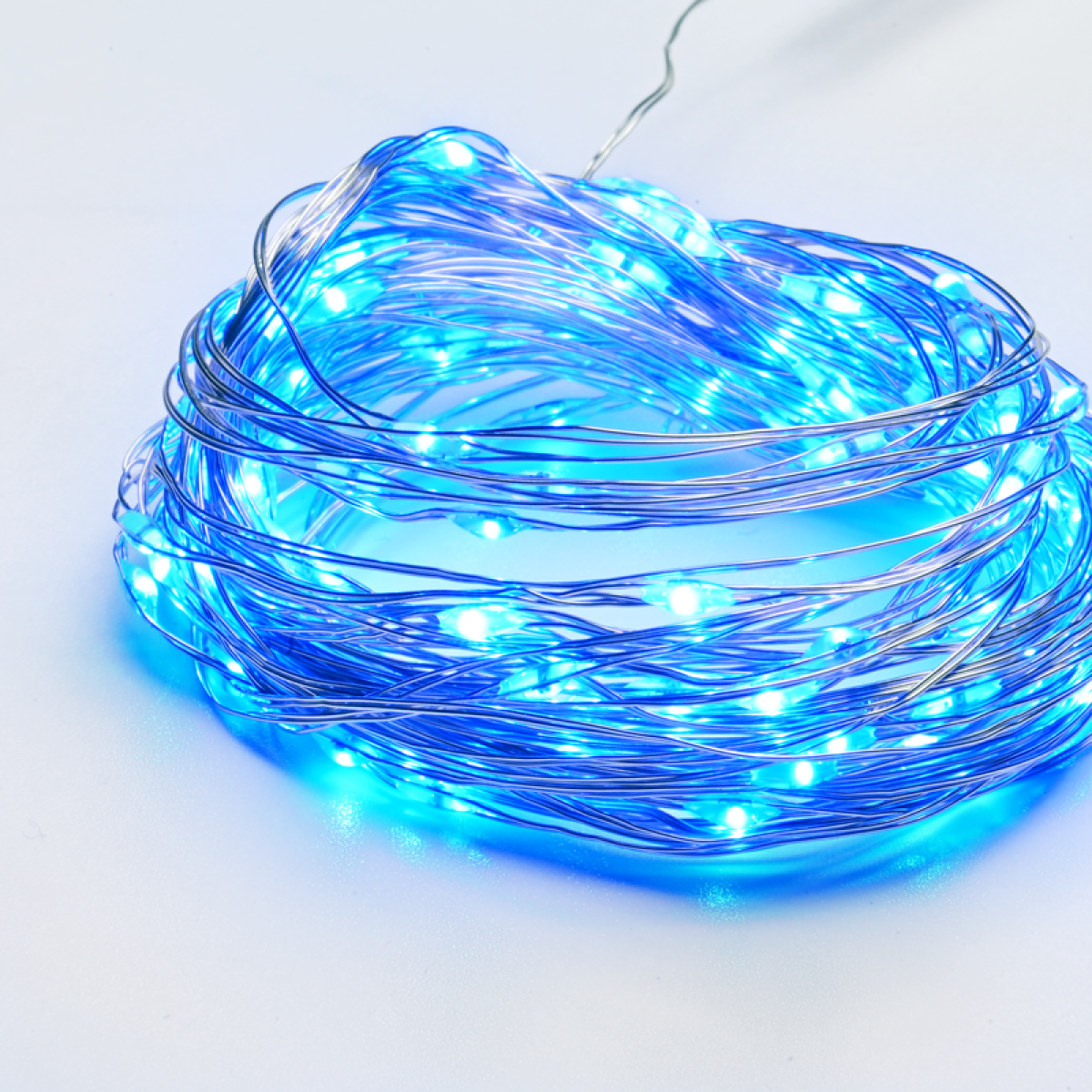 ACA 100 LED ΛΑΜΠΑΚ ΣΕΙΡΑ ΜΠΛΕ ΑΣΗΜΙ ΚΑΛΩΔ ΧΑΛΚΟΥ & ΑΝΤΑΠΤ.(3,5VDC) & 8ΠΡΟΓΡΑΜ.  IP44 10m+3m, 600mA