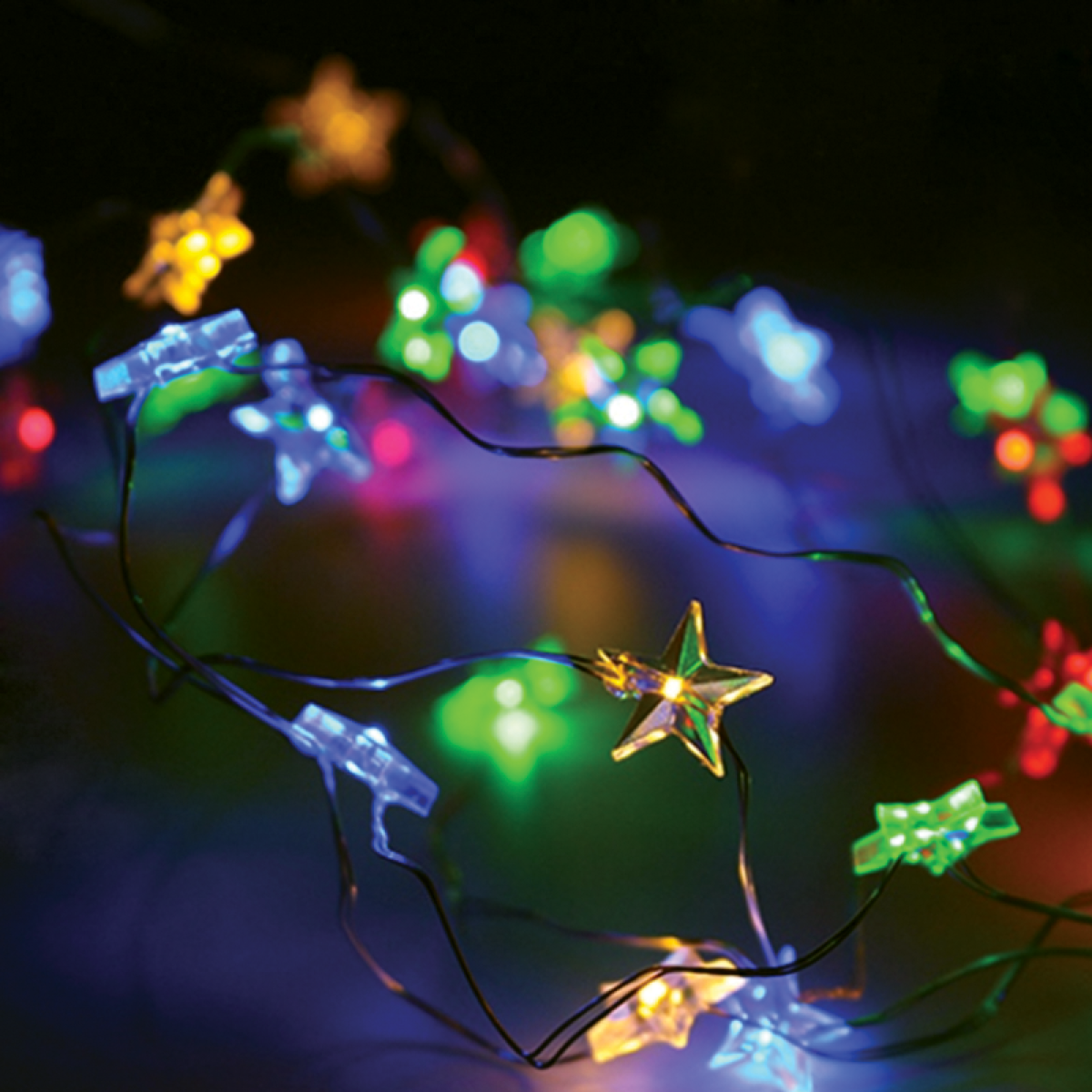 ACA "STAR", 20 LED ΛΑΜΠ. ΧΑΛΚΟΥ, RGBY, ΑΣΗΜΙ. ΚΑΛ. & ΜΠΑΤ. 2xAA, IP20, 2M+10CM, 1.2W