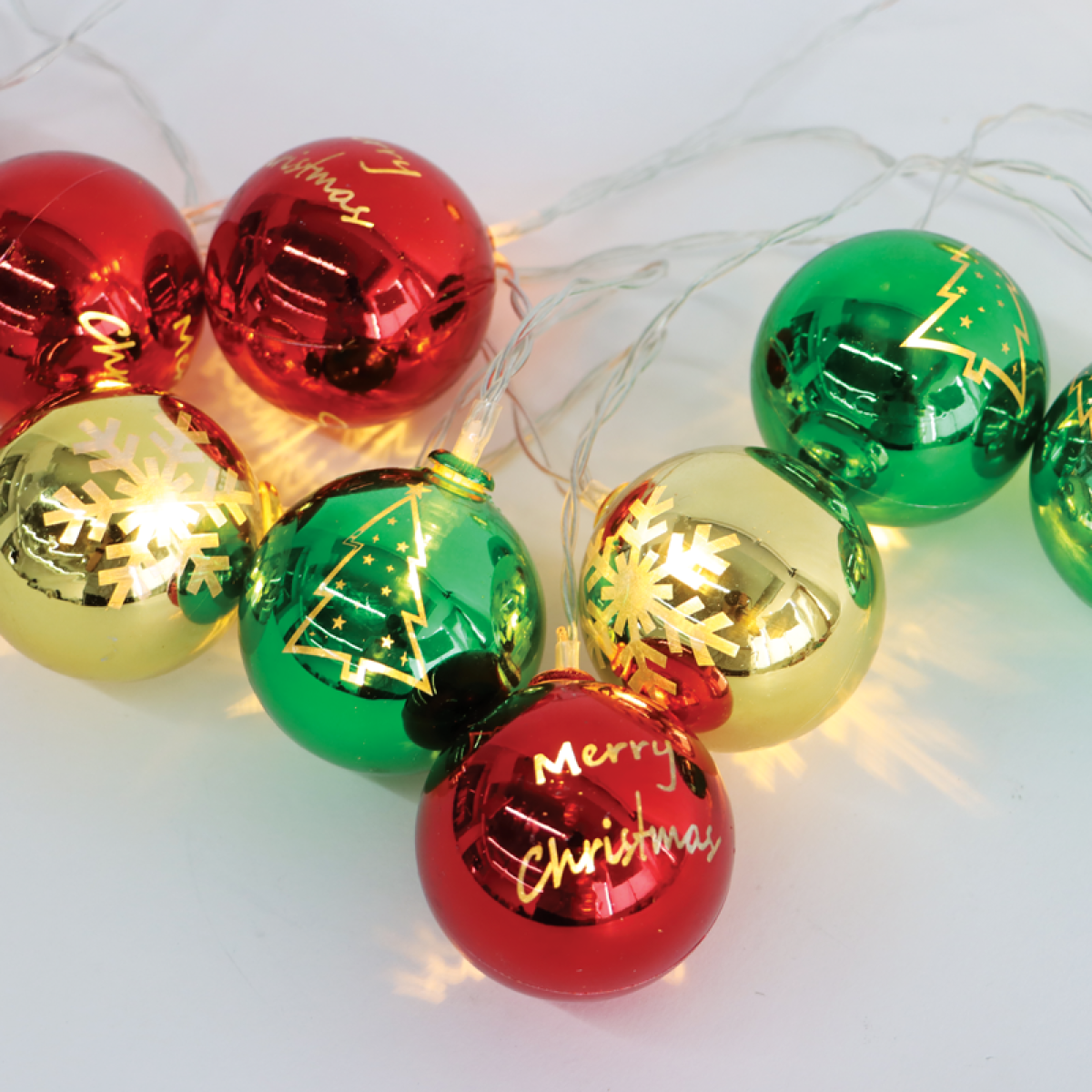 ACA XMAS PLASTIC BALL,10 LED ΛΑΜΠ. ΣΕΙΡΑ,ΜΠΑΤ. (2xAA),WW,IP20,150+30cm ΚΑΛ. ΤΡΟΦ.