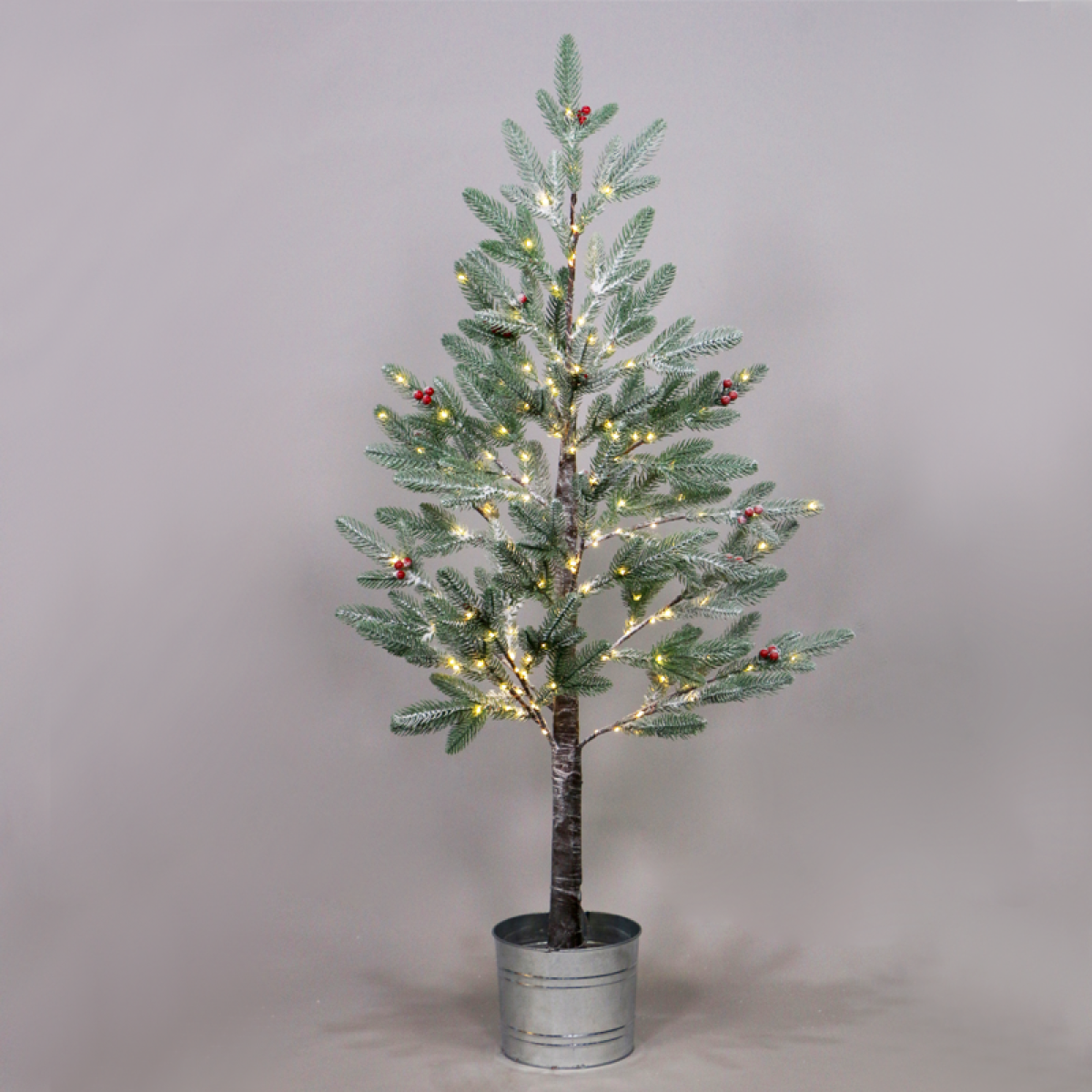 ACA  SNOW FLOWER TREE WITH RED CHERRY&POT 168WW LED ΛΑΜΠΑΚ ΑΝΤΑΠ(4,5V)IP44 ΥΨ.120CM Ø20CM 3MΚΑΛΩΔ ΤΡΟΦ