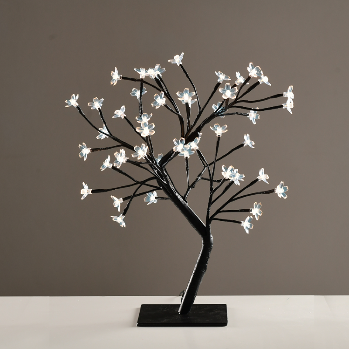 ACA  "TREE WITH FLOWERS OF SILICONE"  36LED ΛΑΜΠΑΚ ΜΕ ΑΝΤΑΠΤΟΡΑ(24V DC)ΨΥΧΡΟ ΛΕΥΚΟ IP20 45cm 3m ΜΑΥΡΟ