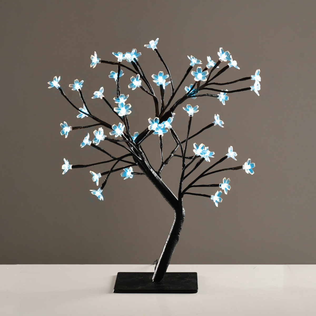 ACA  "TREE WITH FLOWERS OF SILICONE"  36LED ΛΑΜΠΑΚ ΜΕ ΑΝΤΑΠΤΟΡΑ(24V DC)ΜΠΛΕ IP20 45cm 3m ΜΑΥΡΟ ΚΑΛΩΔΙΟ