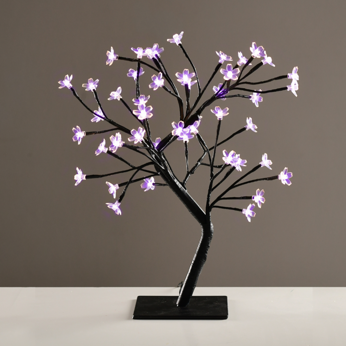 ACA  "TREE WITH FLOWERS OF SILICONE"  36LED ΛΑΜΠΑΚ ΜΕ ΑΝΤΑΠΤΟΡΑ(24V DC)ΜΩΒ IP20 45cm 3m ΜΑΥΡΟ ΚΑΛΩΔΙΟ