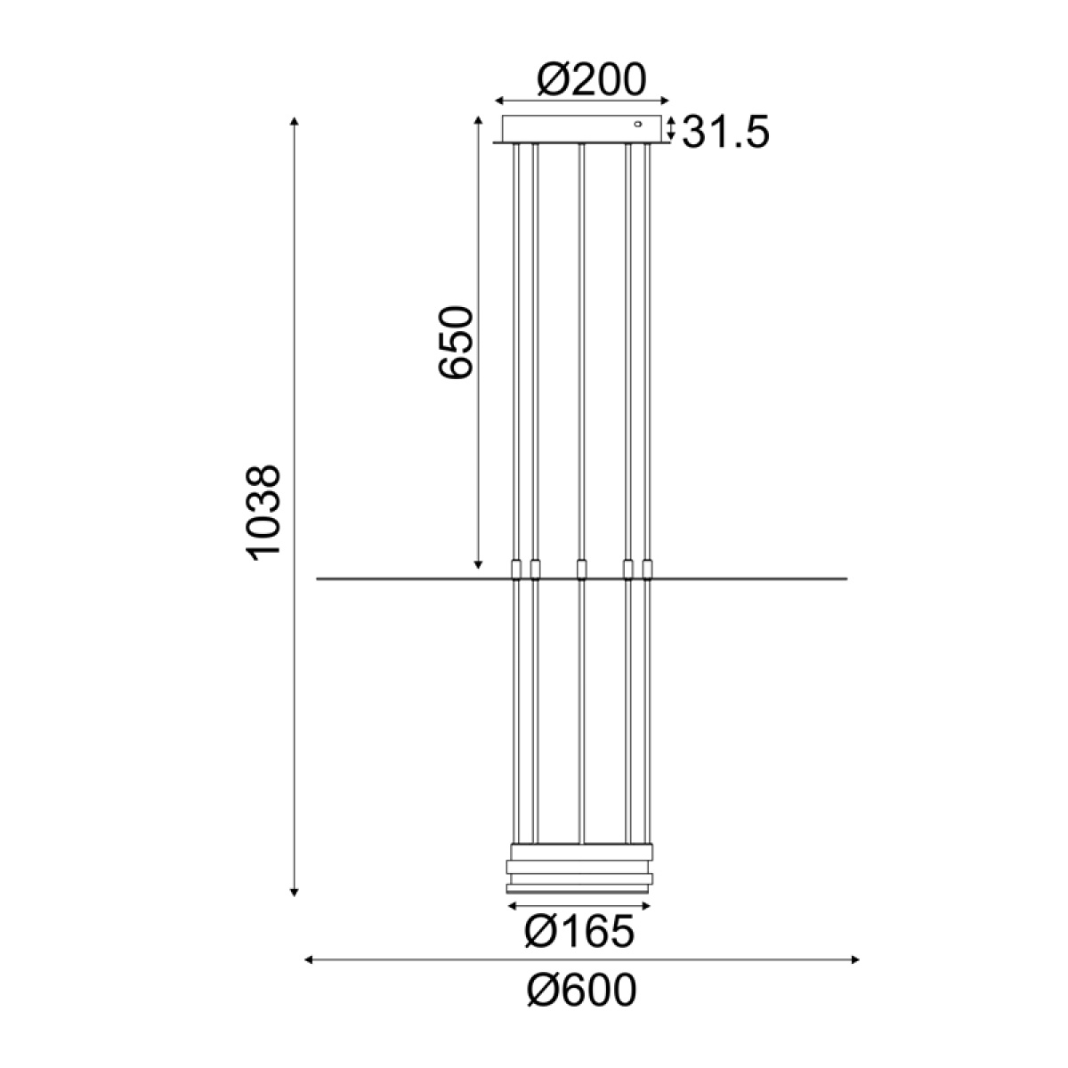 ACA ΚΡΕΜΑΣΤΟ Φ/Σ LED 18W 3000K 1260LM ELIA ΜΑΥΡΟ ΜΕΤ/ΚΟ IP20 D60XH104CM - Image 3