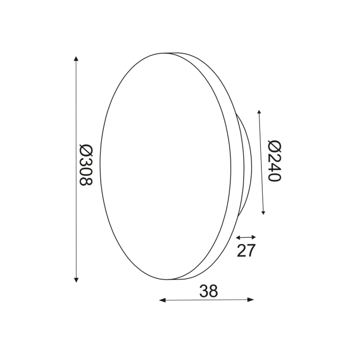 ACA ΕΠΙΤΟΙΧΟ Φ/Σ LED 15W 3000Κ ΜΑΥΡΟ MDF ΚΥΚΛΟΣ Φ30ΧΗ3,6CM ECLIPSE - Image 2