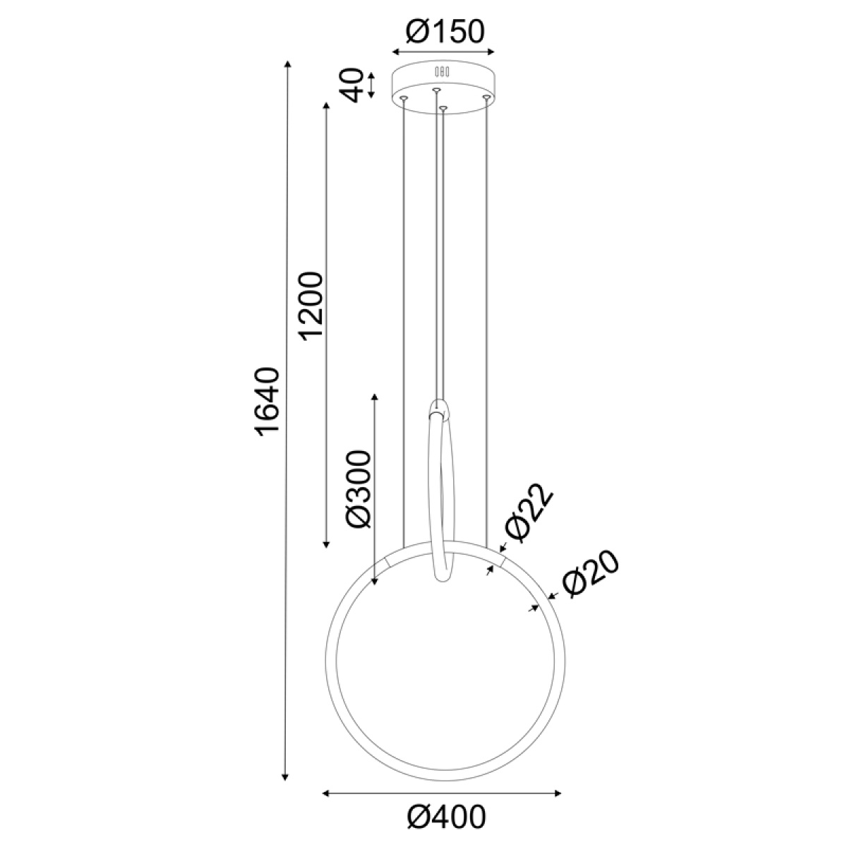 ACA ΚΡΕΜΑΣΤΟ Φ/Σ LED 24W 3000K 1680LM VENUS ΟΡΕΙΧΑΛΚΟ ΜΕΤ/ΚΟ IP20 40X30XH164CM - Image 2
