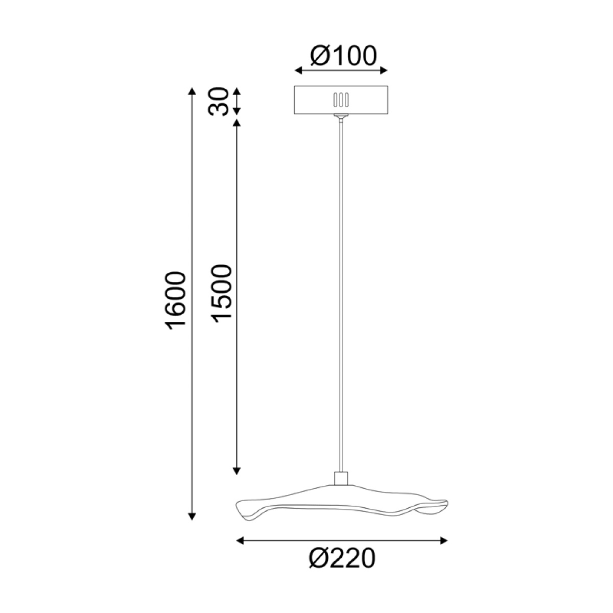 ACA ΚΡΕΜΑΣΤΟ Φ/Σ LED 5W 3000K 400LM NINFEA ΟΡΕΙΧΑΛΚΟ ΜΕΤ/ΚΟ IP20 D22XH160CM - Image 2