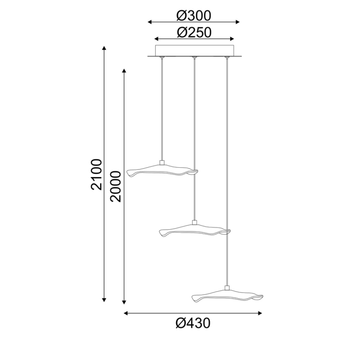 ACA ΚΡΕΜΑΣΤΟ Φ/Σ LED 15W 3000K 1050LM NINFEA ΟΡΕΙΧΑΛΚΟ ΜΕΤ/ΚΟ IP20 D43XH210CM - Image 2