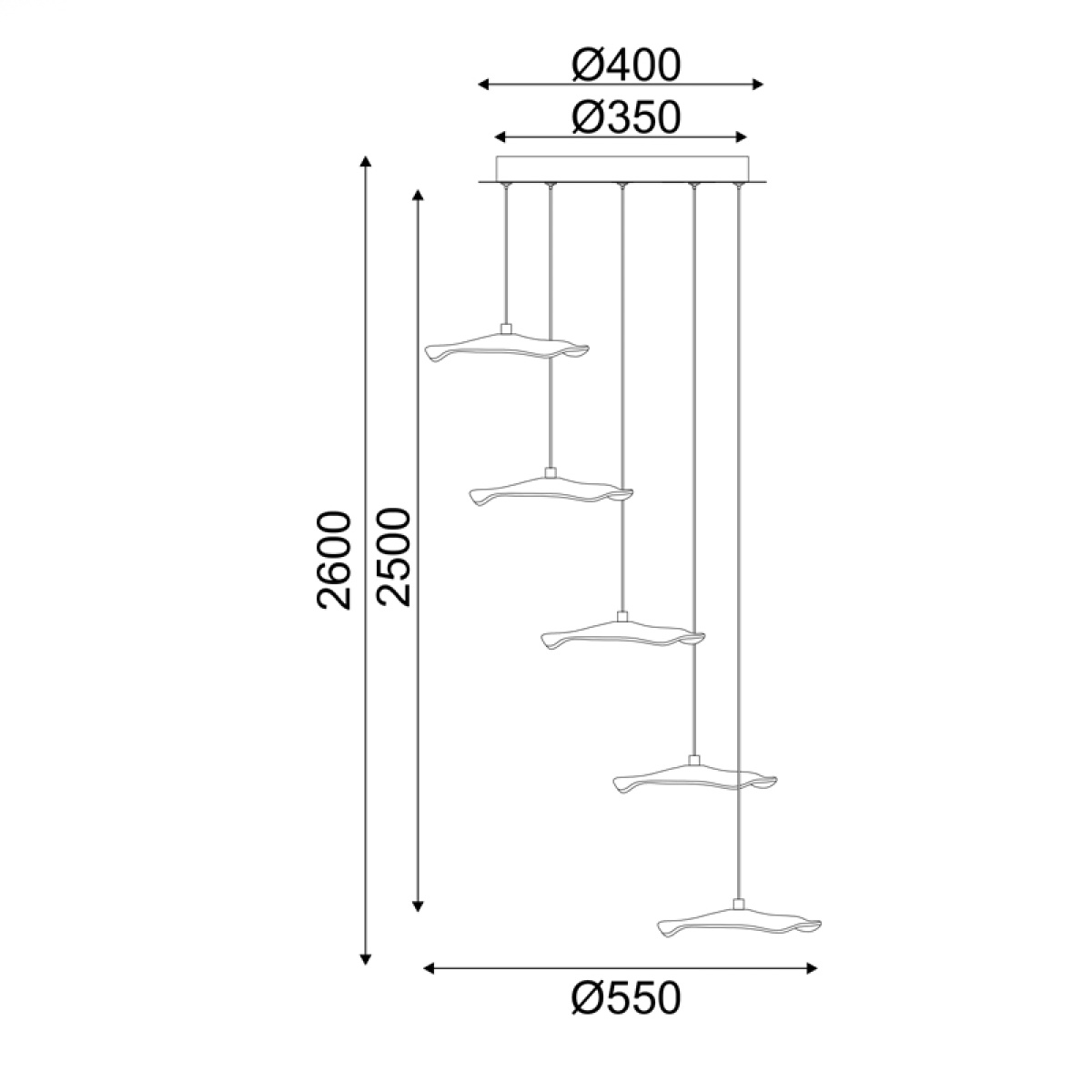 ACA ΚΡΕΜΑΣΤΟ Φ/Σ LED 25W 3000K 1750LM NINFEA ΟΡΕΙΧΑΛΚΟ ΜΕΤ/ΚΟ IP20 D55XH260CM - Image 3