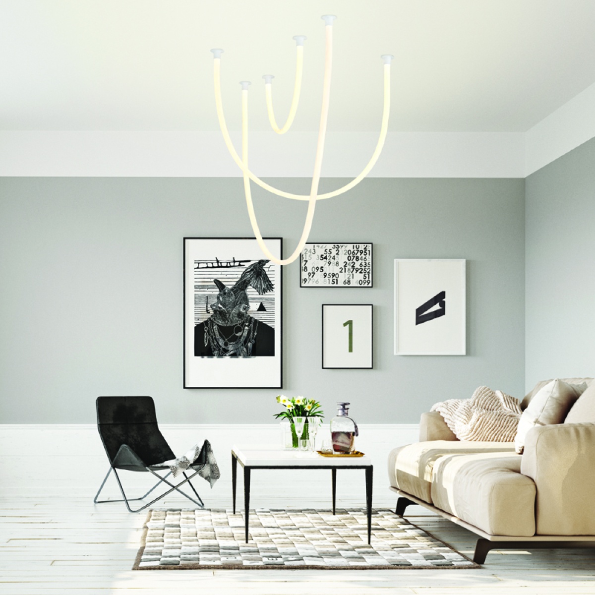 ACA ΚΡΕΜΑΣΤΟ Φ/Σ LED 60W 3000K 4000LM JUNGLE  ΛΕΥΚΟ ΣΙΛΙΚΟΝΗ IP20 L240,L170,L100CM - Image 2