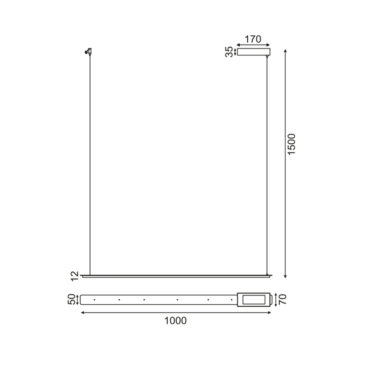 ACA ΚΡΕΜΑΣΤΟ Φ/Σ LED 20W 3000K 1600LM ΜΑΥΡΟ ΑΛΟΥΜΙΝΙΟ 100Χ5ΧH150CM ATLANTIS - Image 3