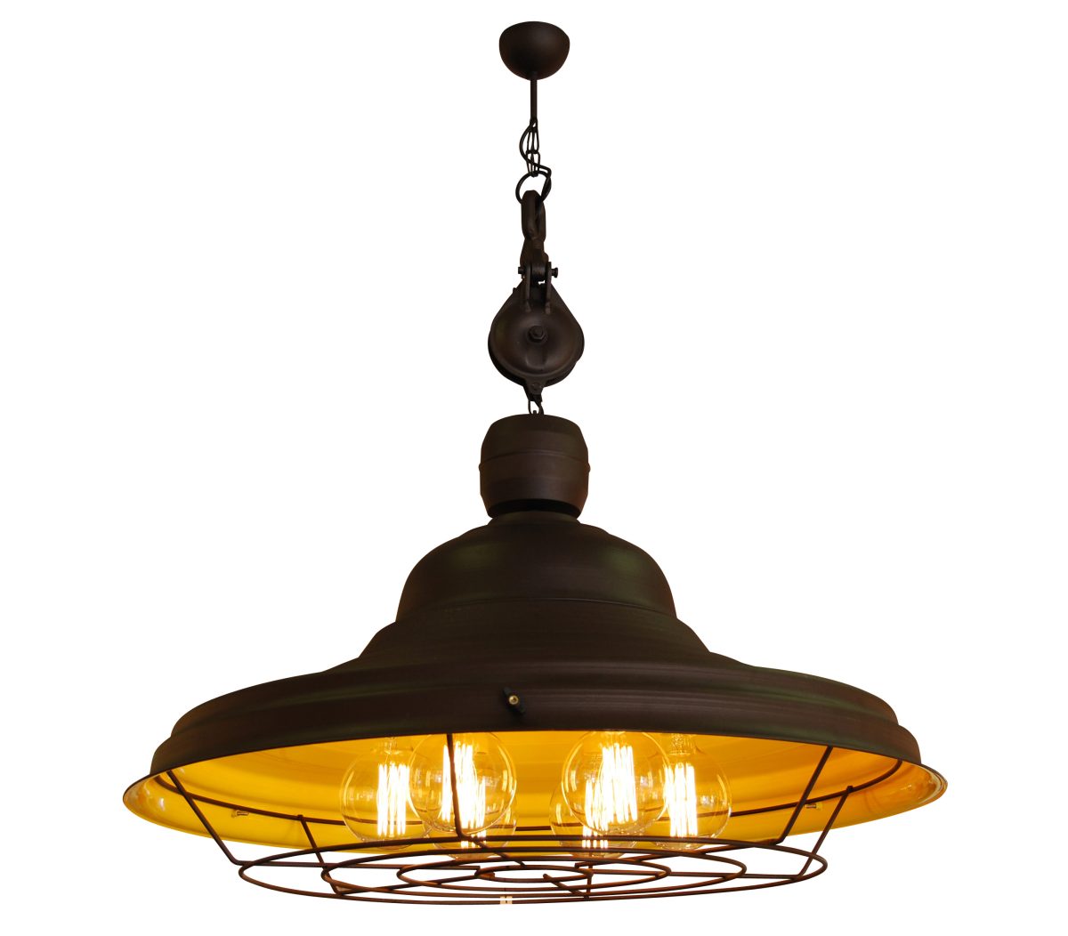 Home Lighting HL-300W-6P DRONE BROWN RUSTY & YELLOW PENDANT