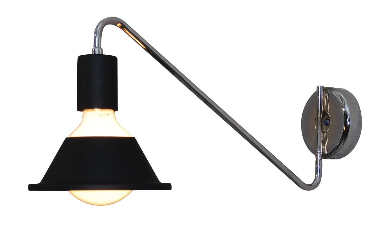 Home Lighting HL-3521-1 EMILY CHROME & BLACK WALL LAMP