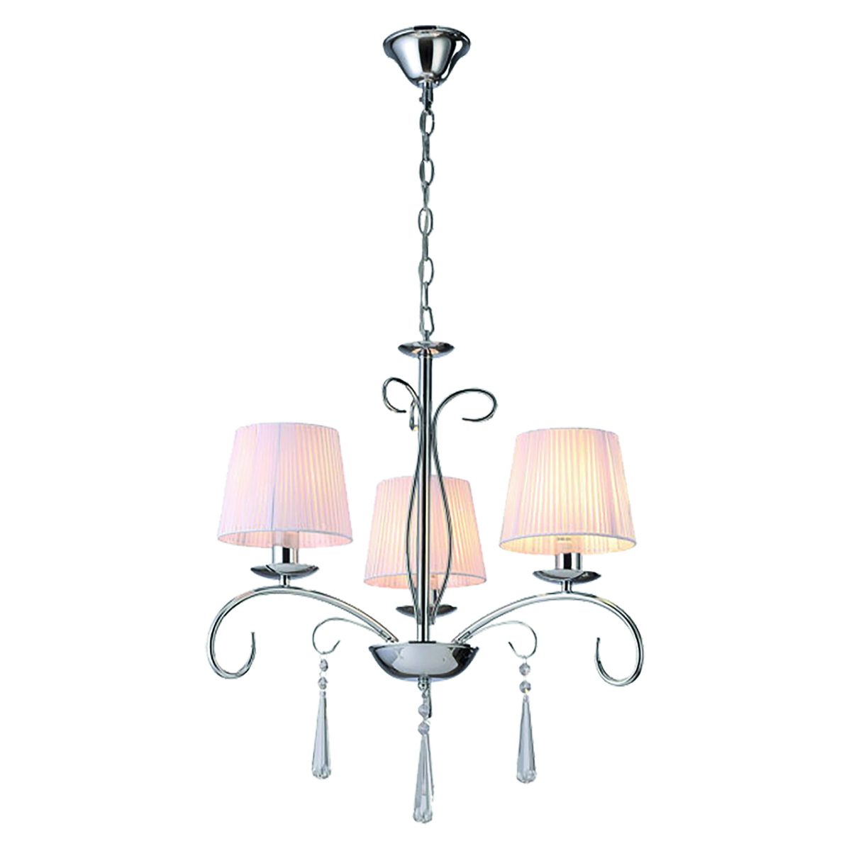 Home Lighting KQ 9007-3 FLAREN NICKEL PENDANT CRYSTALS & WHITE SHADES 1Ζ2