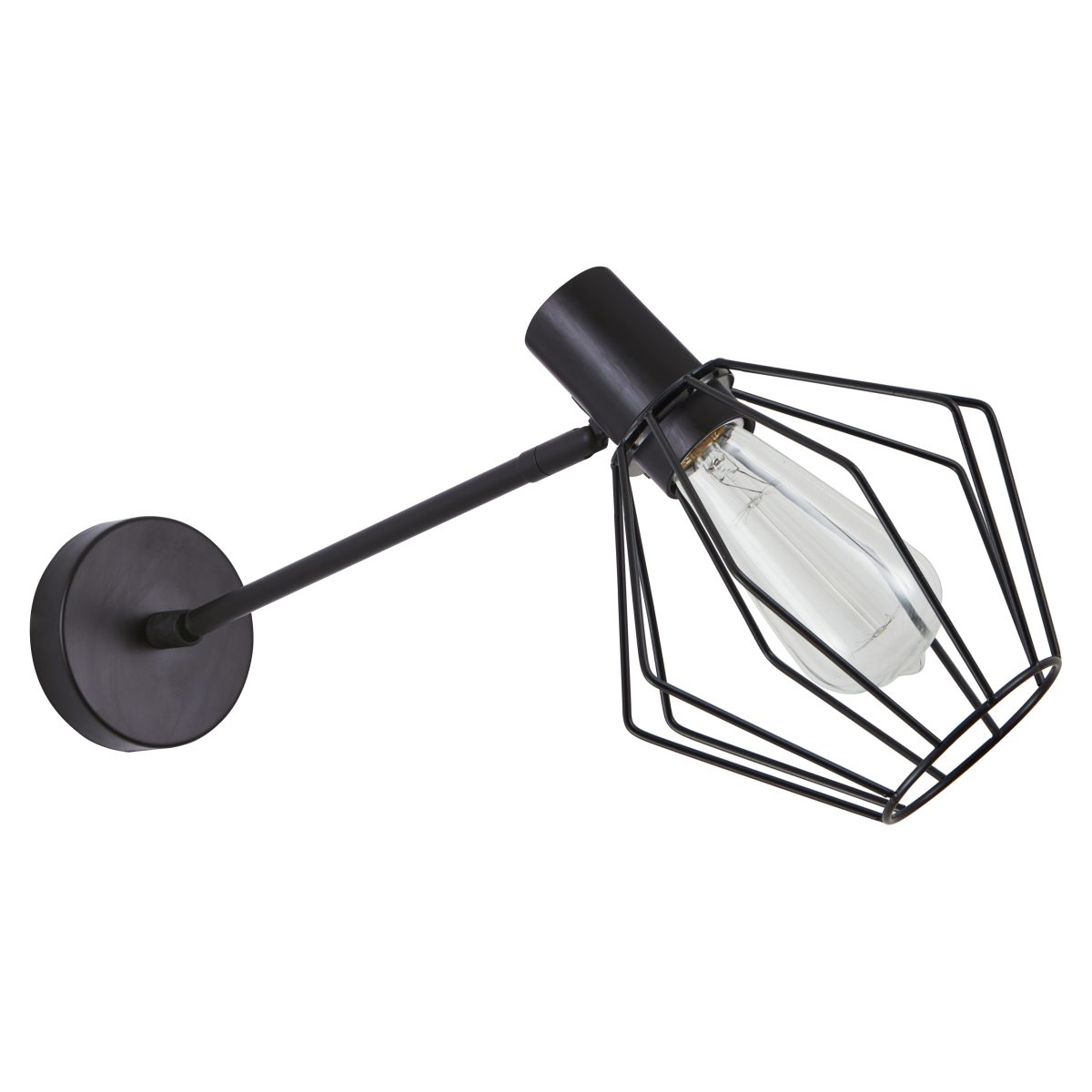 Home Lighting SE21-BL-22-GR1 ADEPT BLACK WALL LAMP BLACK METAL GRID+