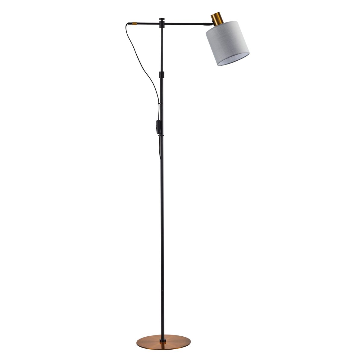 Home Lighting SE21-GM-39-SH1 ADEPT FLOOR LAMP Gold Matt and Black Metal Floor Lamp Grey Shade+