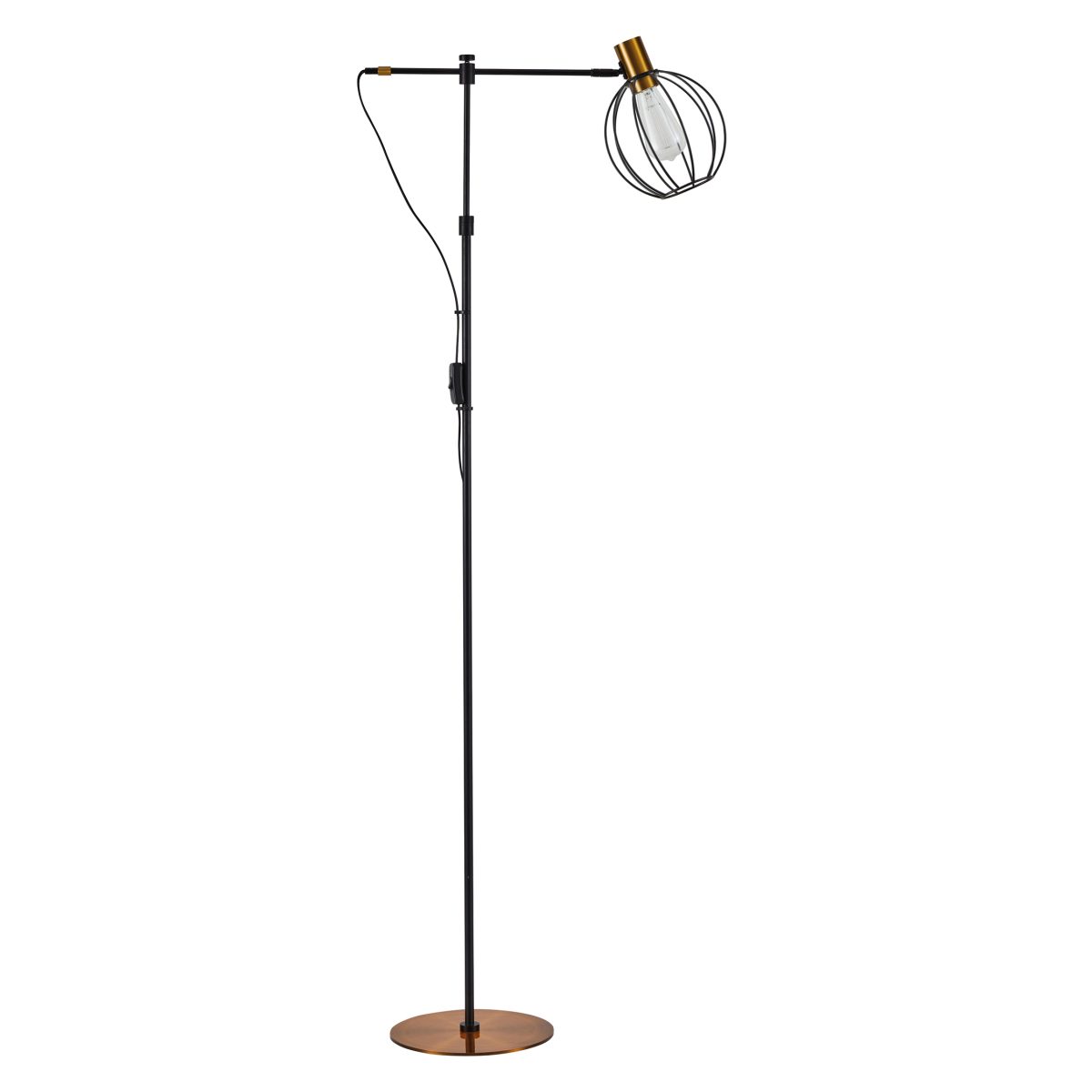 Home Lighting SE21-GM-39-GR2 ADEPT FLOOR LAMP Gold Matt and Black Metal Floor Lamp Black Metal Grid+