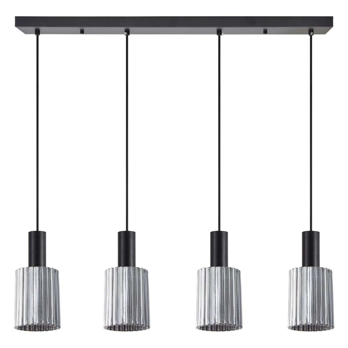 Home Lighting SE21-BL-4-4BL-GL1 ADEPT TUBE Black Pendant Smoked Glass+